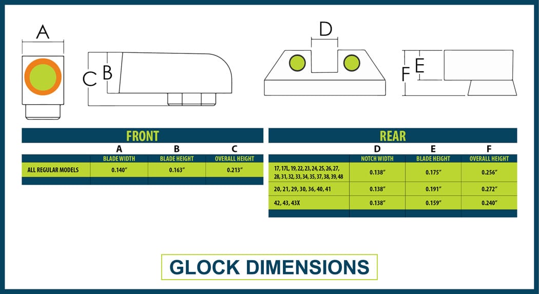Night Fision Standard Height Tritium Night Sights For 1911 - Brightest Night Sights With .160" Blade